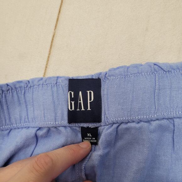 Gap NWT light blue linen pull on shorts drawstring minimalist - Picture 5 of 7